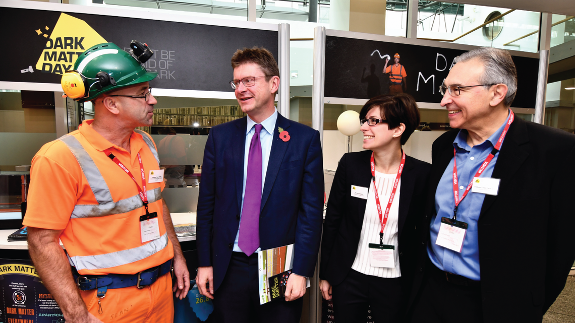 Dark Matter Day event in Victoria Street, London. (L-R) Sean Paling, Director of the Boulby Underground Laboratory, with Greg