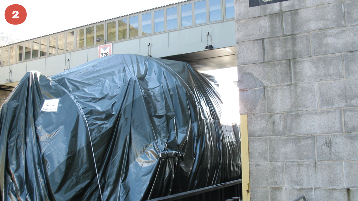 Photo of spectrometer slips under a bridge in Jochenstein lock in Austria