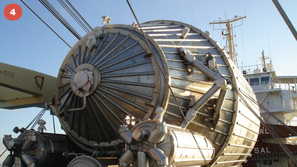 Photo of the spectrometer exposed after a storm tore away the instrument’s half-ton plastic cover—the trip’s only hiccup