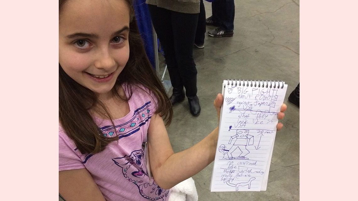 A girl with her notes