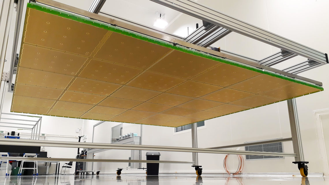 A view of the bottom of the charge-readout plane