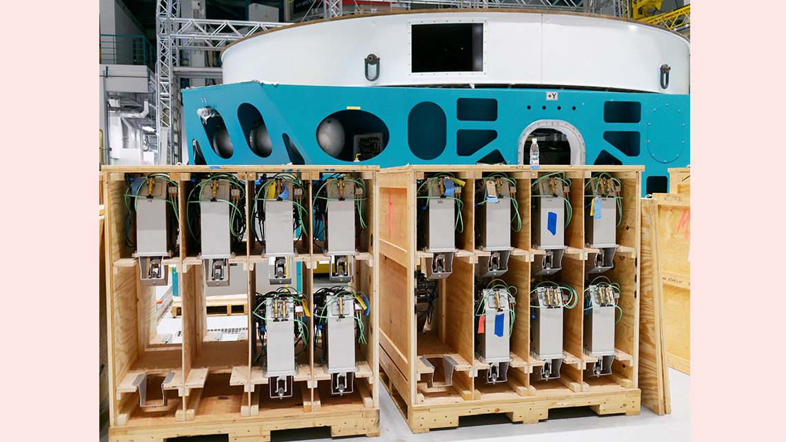 Actuators in crates. 