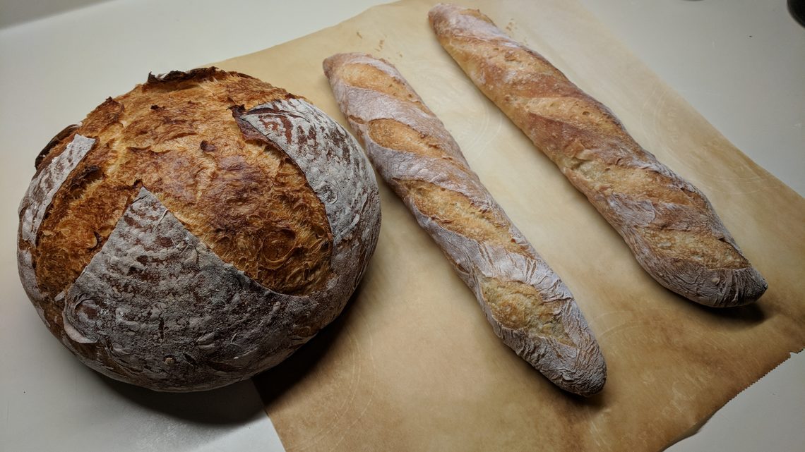 Sourdough boule and baguettes