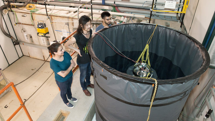 IceCube PMT beam test at Fermilab Test Beam Facility