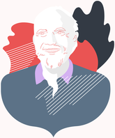 Illustrated portrait of Barry Barish