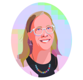 An illustrated portrait of Becky Thompson