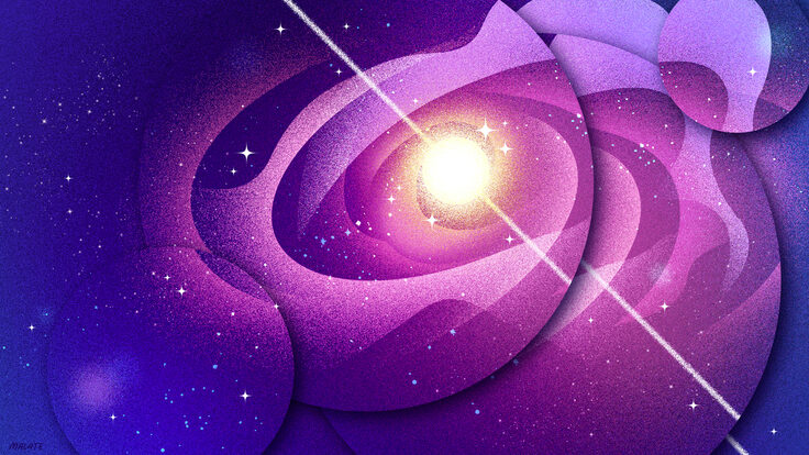 Illustration of the Milky Way galaxy as viewed through multiple lenses