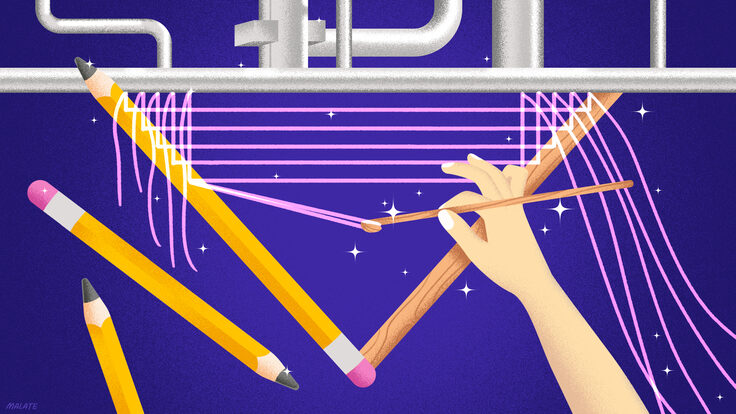 Conceptual illustration of a triangle loom