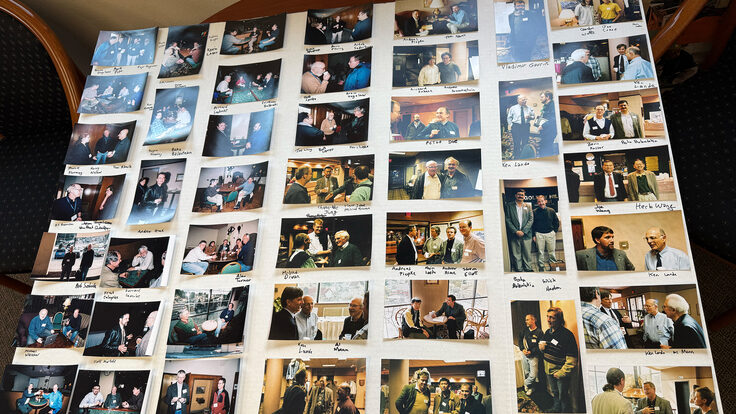 Photos on a poster board