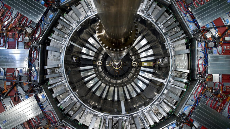 Photo of CMS detector from below