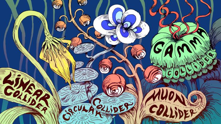 Illustration of a Higgs Factory "Linear Collider" "Circular Collider" "Muon Collider" "Gamma Collider"
