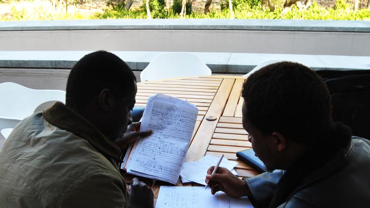Students working on equations