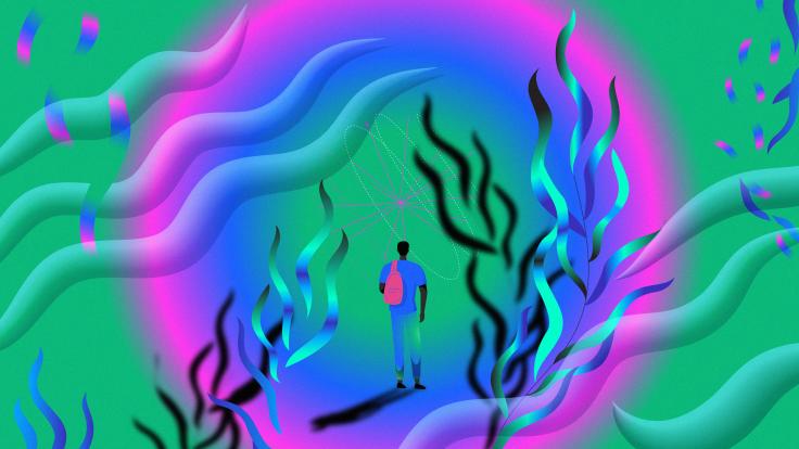 Illustration of a man walking away