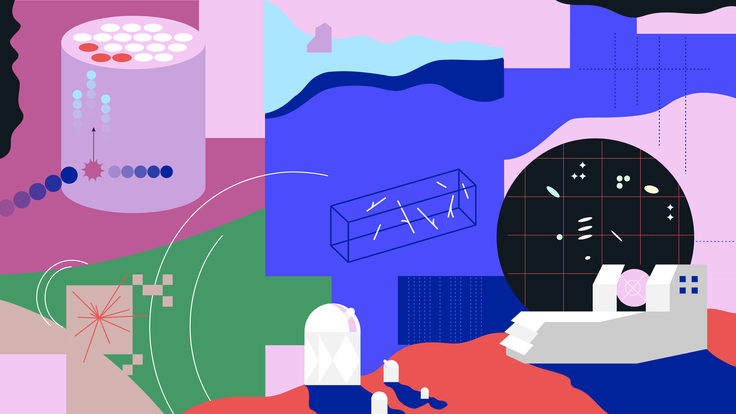 An illustration of various science experiments