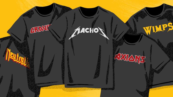 Illustration of band t-shirts of dark matter candidates