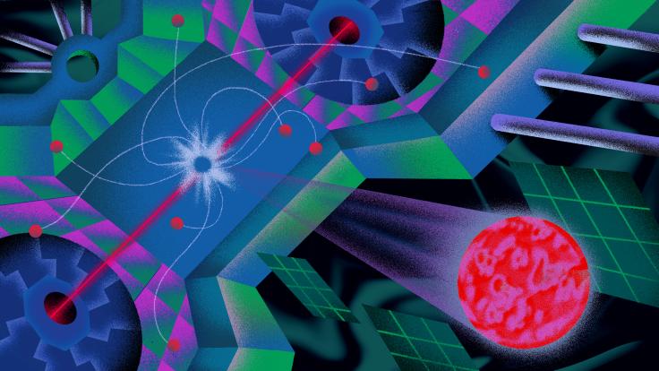 Illustration of a particle collision resulting in a long-lived particle
