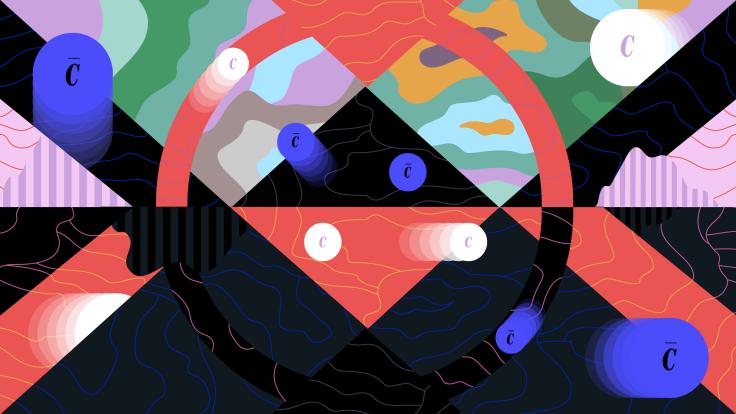 Illustration representing matter and antimatter particles 