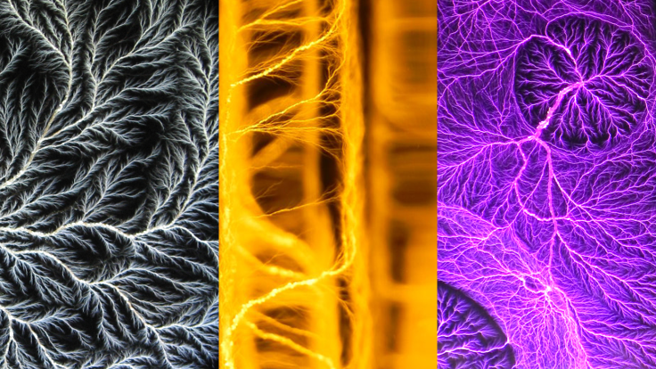 Triptych showing three different pieces of accelerator art 