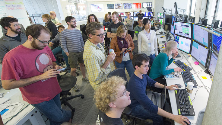 Photo of MicroBooNE control room first neutrinos