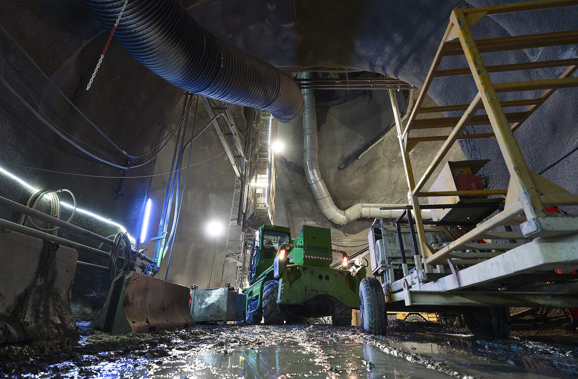 Heavy equipment in the tunnel